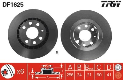 TRW DF1625 Brake Disc for Chevrolet, Daewoo, Lotus, Opel, Vauxhall