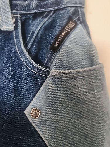 Vintage Western Ethics 2-farbige hoch taillierte Jeans Größe 3 × fehlender Knopf × 24"x34" lang - Bild 3 von 11