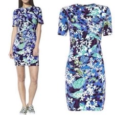 Peter Pilotto for Target Floral Sheath Dress Faux Wrap Stretch Purple Blue XL