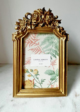 Laura Ashley Gold Toned Ornate 4x6 Photo Frame roses on top..