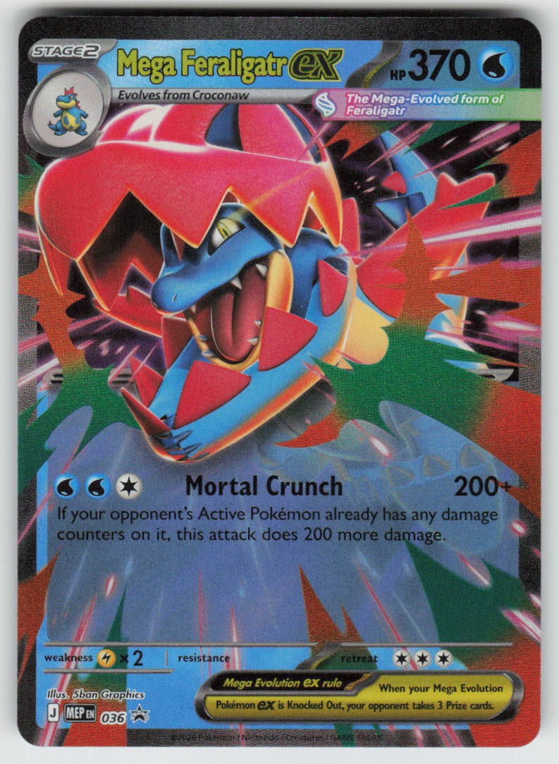 Mega Feraligatr ex 036 Holo Promo ME: Mega Evolution Promo Pokemon Holo NM