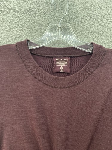 Athleta Wool Blend Long Sleeve Athletic Top Thumbholes Ruched Burgundy Size M - Picture 4 of 8