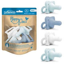 Dr. Brown's HappyPaci Silicone Pacifier, Blue and White, 0-6m, 4-Pack