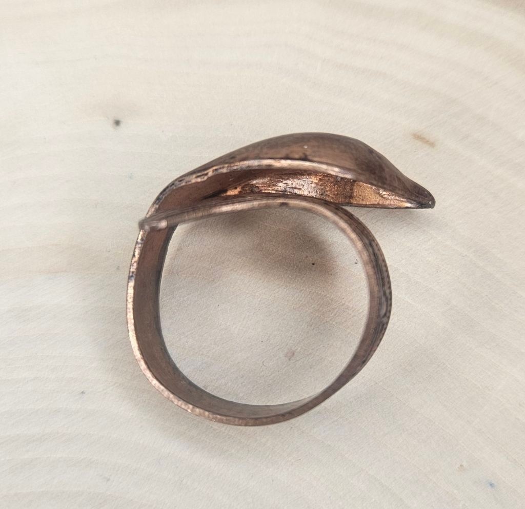 Vintage Solid Copper Snake Bypass Ring Adjustable… - image 7