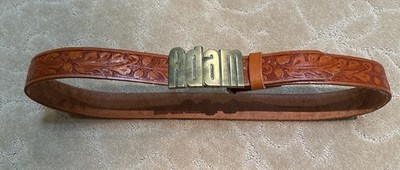 Adjustable 42'' Baron Buckle Adam Solid Brass Belt Brown Leather
