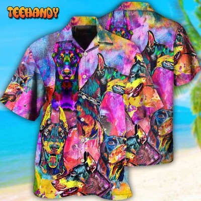 Doberman Colorful Painting So Cool Hawaiian Shir