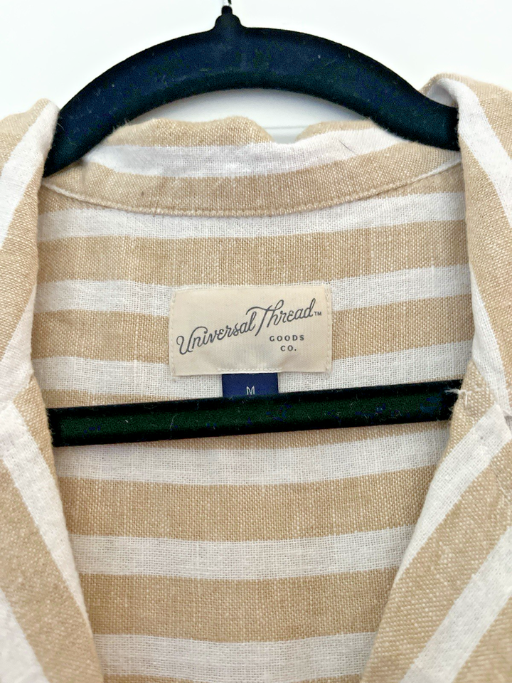 Universal Thread Linen Blend Button Front Top Women's Medium Beige ...