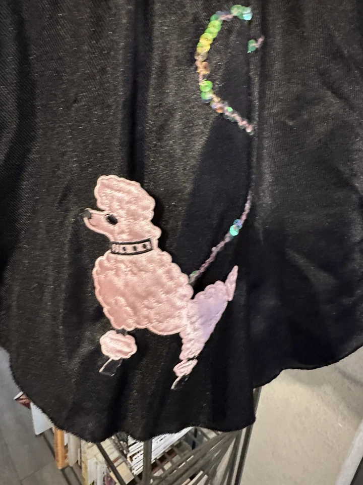 Falda caniche satinado negra años 50 _ talla pequeña adulto Foto 3 de 4