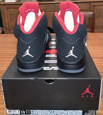 Supreme x Nike Air Jordan Retro 5 V Black sz 13 DS 2015 White Camo