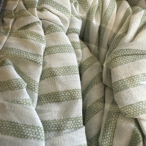 Laura Ashley Queen LA Classics Ticking Green White Striped Ruffled Bed Skirt NEW - Picture 3 of 13