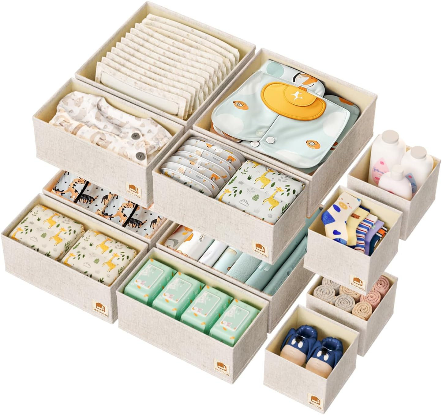 12 Pack Baby Linen Drawer Organizers for Clothes Diapers & Nursery Storage
