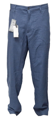 MARKS & SPENCER Herren Leinenmischung blau Fly Front Hose Größe 42''/lang