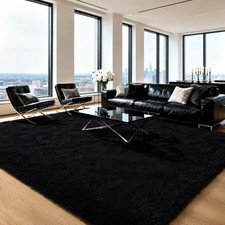Black Rug for Bedroom 4x6 Furry Carpet for Boys Girls Shaggy Fuzzy Rugs for L...