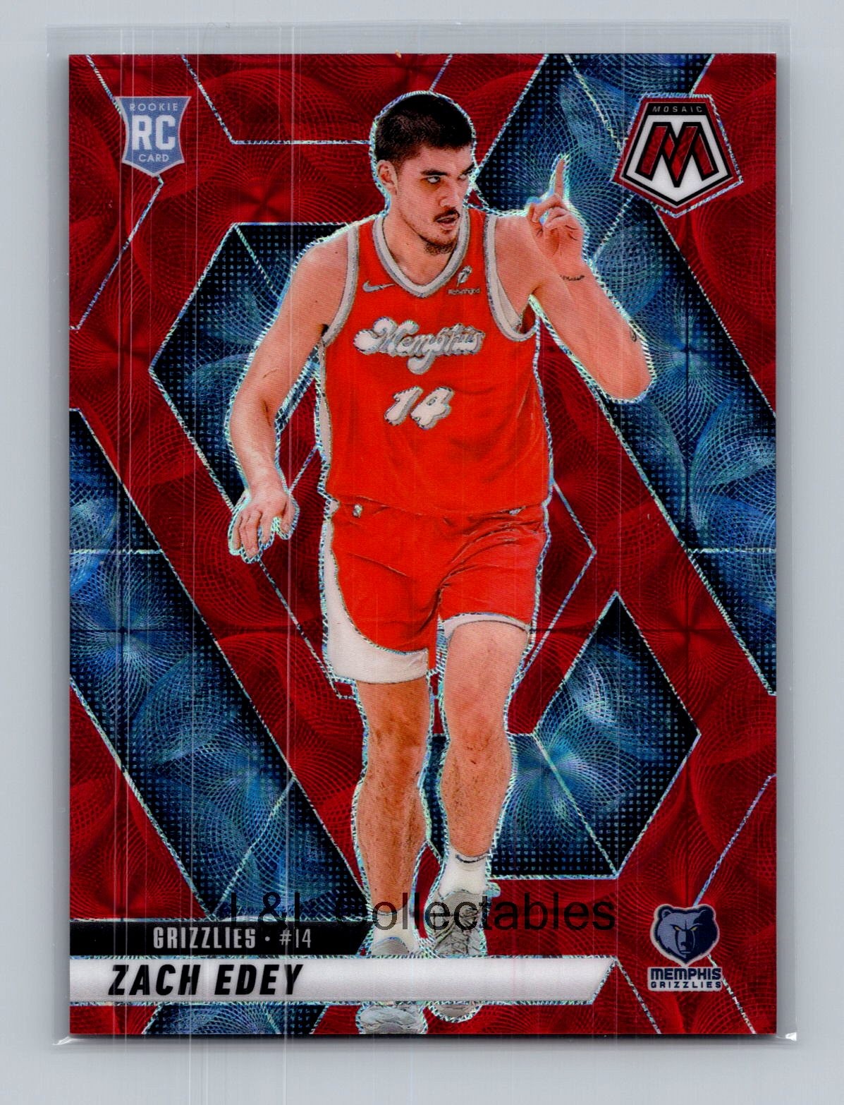 2024-25 Panini Mosaic #248 Zach Edey International Red Mosaic #/75