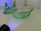 Fenton Uranium Hen On Nest Aquamarine Candy Dish Only Reacts Under 365 Blck Lite