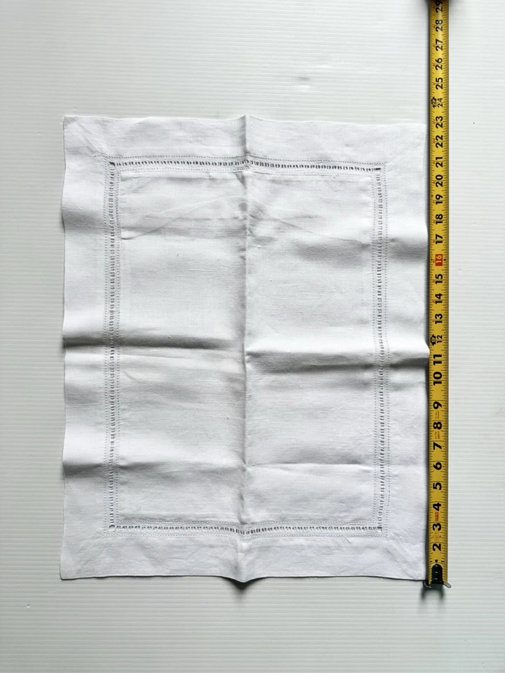 Med. Vtg Hemstitch Style Linen Decorative Throw Pillow Cover Flange, Rectangle - Image 2 of 4