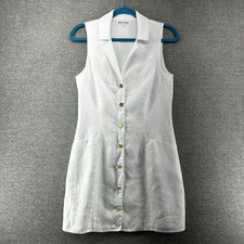 Reformation Dress Women Size 6 White Casual 100% Linen Summer Lined