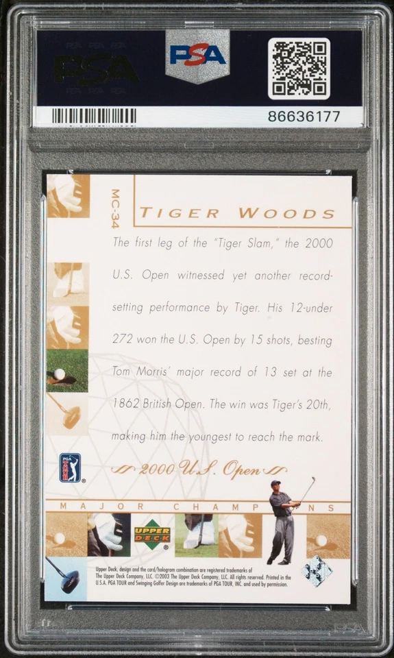 2003 UPPER DECK MAJOR CHAMPIONS TIGER WOODS MAJOR CHAMPIONS #MC-34 - PSA 9 - Image 2 of 2