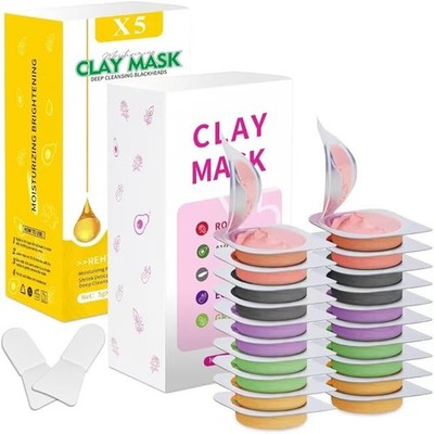 20 Clay Mask Pods| Skin Care Set |  (Mix of 2 ea./20 pods+1 Brush)