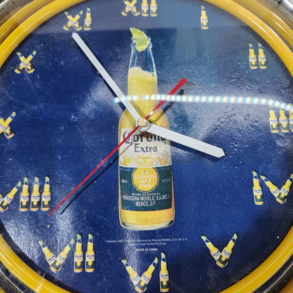 Reloj de Cerveza Corona Extra 14.5" Amarillo NEÓN Hombre Cueva Sin Probar - NECESITA CABLE Foto 2 de 4