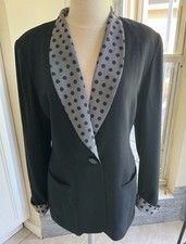 Vintage Cristian Dior Tailored Polka Dot Lapel Woman Blazer Jacket Size 12