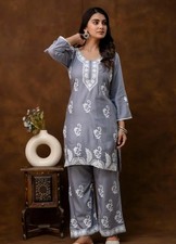 Women Traditional Wear Kurti With Pant Rayan Chikankari Work. Size M To 6XL