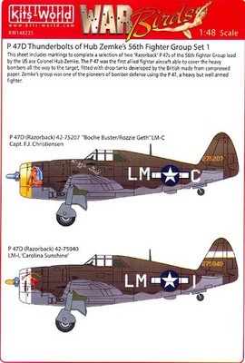 Kits World Decals 1/48 P-47D THUNDERBOLT Hub Zemke's 56th FG Boche Buster