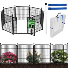 48in Tall Garden Fence, 8 Panels Dog Fence Outdoor for Yard