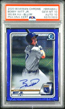 2020 Bowman Chrome Bobby Witt Jr. MB Blue Refractor Auto 071/150 PSA/DNA 10