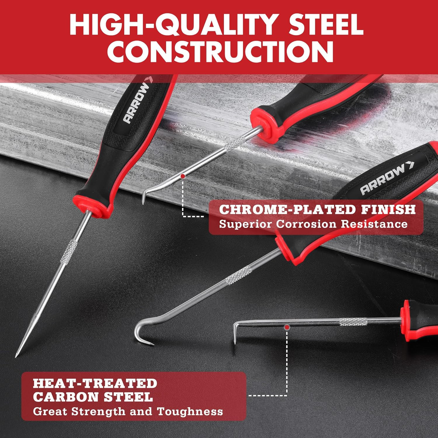 ARROW 4-Piece Precision Hook and Pick Set with Pouch, Mini Pick Tool Set for Aut