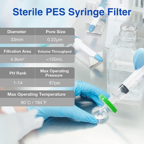 2X(Steriler Spritzenfilter PES, 10Er-Pack, 0,22 Um PorengrößE, 33 Mm Membra9711 - Bild 7 von 7