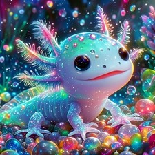 Diamond Painting Kits for Adults, Colorful Glittering Axolotl 5D KM769-1