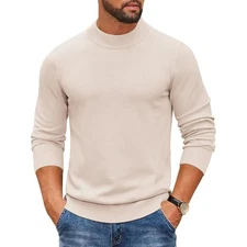 Men’s Slim Fit Mock Neck Warm Knitted Pullover Long Sleeve Casual Top For Winter