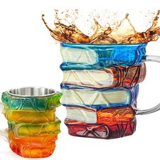 3D Becher Wissensbecher Kaffeebecher Kaffee Tassen Buchbecher Neuheit gestapelte