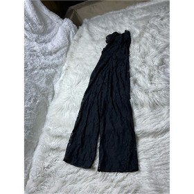 Lulu's Molinetto Black Lace Ruffled Sleeveless Jumpsuit