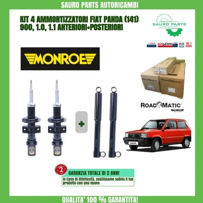 MONROE ROADMATIC KIT 4 AMMORTIZZATORI MONROE FIAT PANDA (141) 900, 1.0, 1.1 ANTERIORI+POSTERIORI