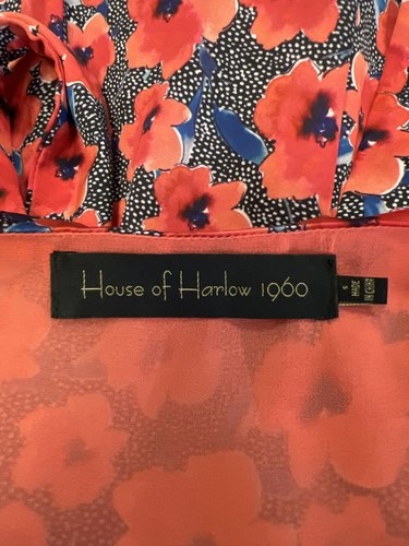 House of Harlow 1960 Damen rosa Blumen Kurzarm Wickelkleid - S - Bild 3 von 4