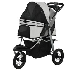 Pet Stroller Foldable 4-Wheel All Terrain - Light Gray - Small Dog Cat Carrier