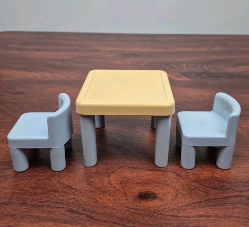 Little Tikes Dollhouse Furniture Toy Chest Bench & Table with Chairs Blue- Read - Picture 13 of 16