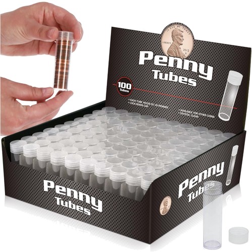 Münztuben für Pennies - 100ct | hält "Lincoln" Penny | robuste Kunststoffwanne... - Bild 1 von 10