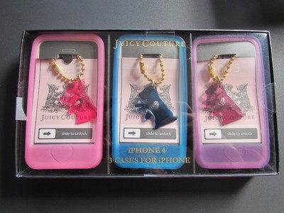 Juicy Couture iPhone 4 Cases Key fobs Purse Charms Scottie Dogs 3 pk Vintage New