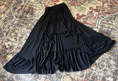Joyfolie Black High-Low Ruffle Knit Skirt Size L