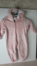 Next Baby girl Fluffy onesy All In One Snowsuit With Hood pink 18/24 Months new 