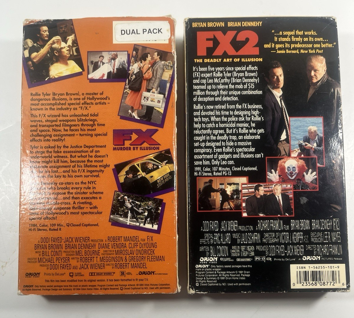 FX & FX2 VHS Lot (1986/1991) Orion Home Video Bryan Brown Brian Dennehy Action