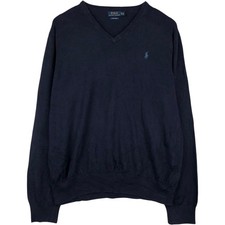 Used Ralph Lauren POLO RALPH LAUREN V-neck Pima cotton knit sweater men's si...