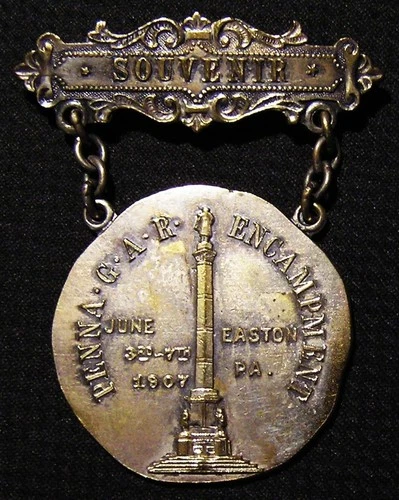 1907 PENNSYLVAN GAR ENCAMPMENT MEDAL BADGE - EASTON PA - CIVIL WAR VETERANS