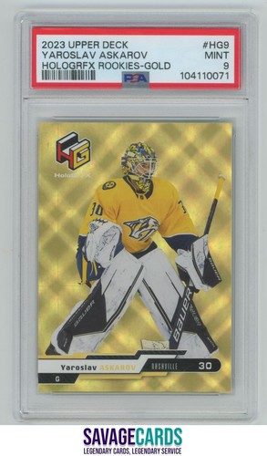 2023-24 UD HoloGrFx Rookies Gold Yaroslav Askarov RC PSA 9 #HG-9 Nashville