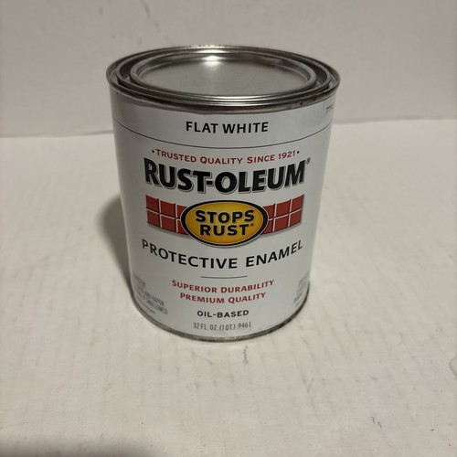 Rust-Oleum Protective Enamel Flat White Oil Based Stops Rust, 32 Fl Oz 7790