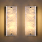2 Pack 2 Light Square 14" Alabaster Marble Bathroom Wall Sconce Modern Concise S