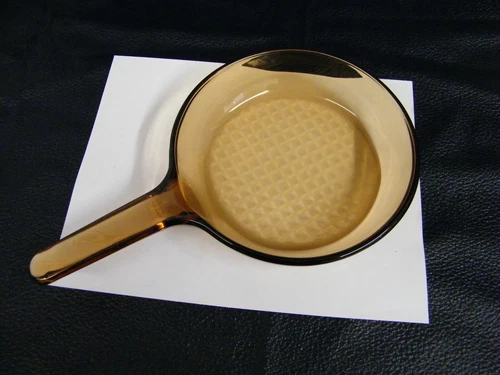 Vision Pyrex Corning Ware Cookware Amber Glass 7" Waffle Bottom Skillet